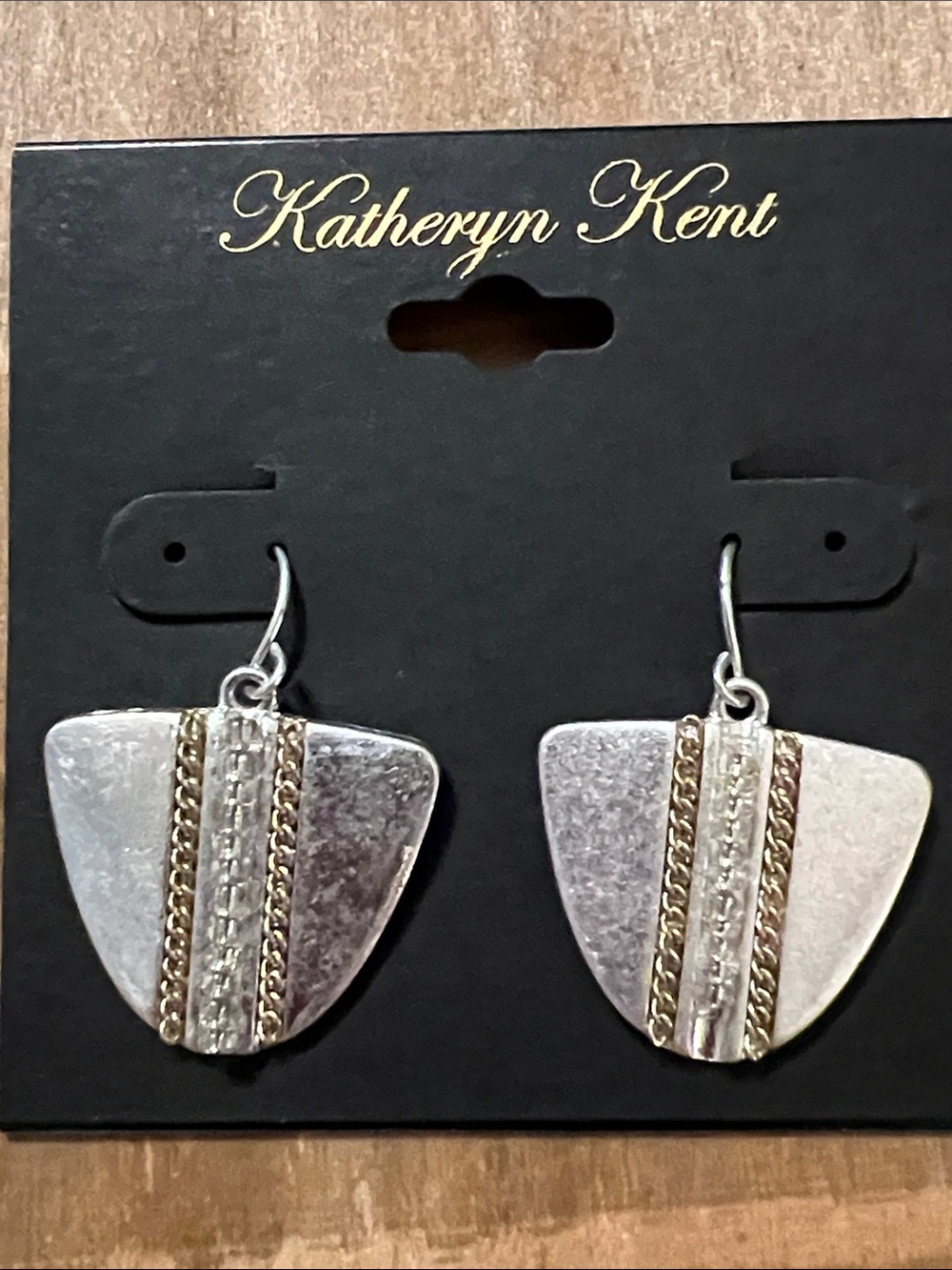 3/$18 Katheryn Kent Silver and Gold Tone Chain Accent Drop Earrings Lot 701